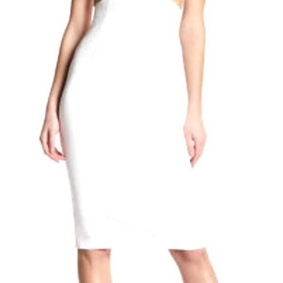 ALICE & OLIVIA RIKI CUTOUT WHITE SHEATH DRESS sz 2 - Picture 1 of 6